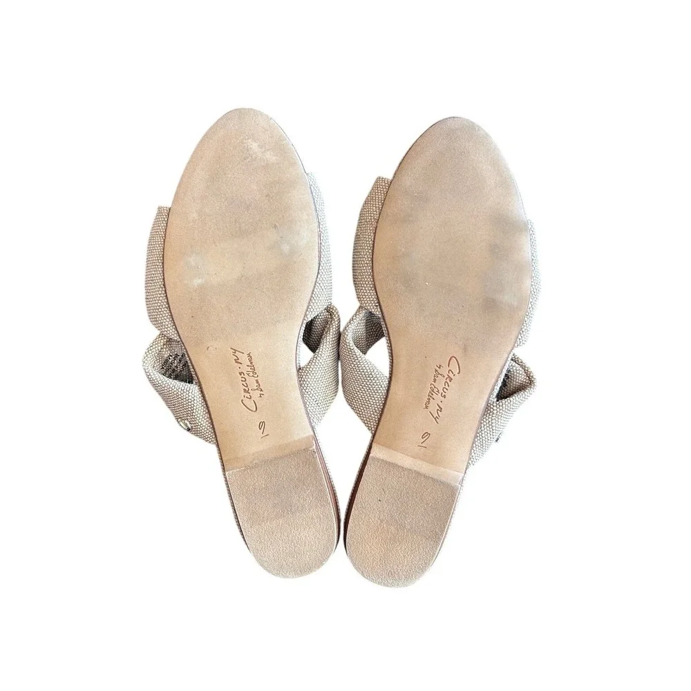 Circus NY by Sam Edelman‎ Womens 9 Beige Woven Double Knot Slide Flat Sandals
